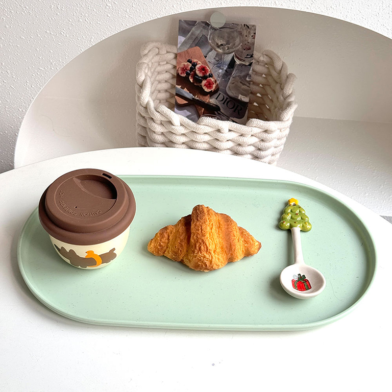 Bandeja decorativa nórdica, bandeja ovalada apilable, bandeja de almacenamiento de platos de joyería y frutas para comida, bandeja para cena de desayuno, accesorios de cocina