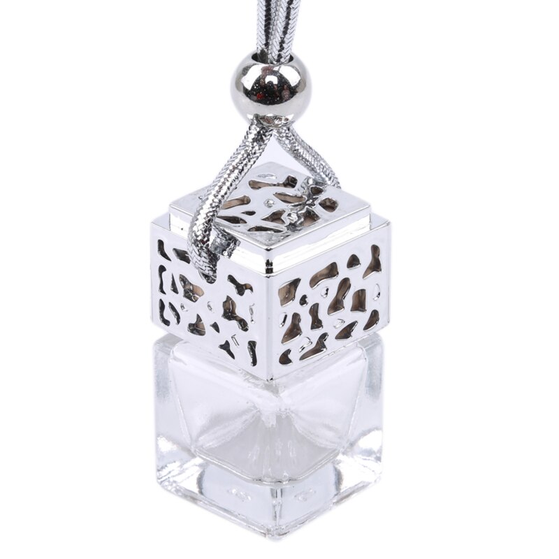 Auto Opknoping Parfum Hanger Geur Luchtverfrisser Lege Glazen Fles Decoratie Ornament Auto Accessoires Interieur: silver