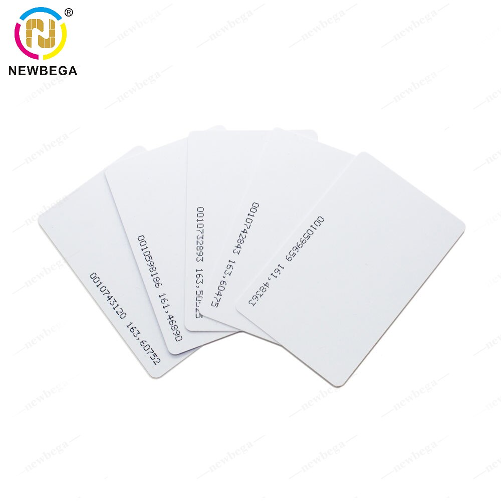 20 stk rfid  tk4100 id- kort almindeligt hvidt kort med beskyttelsesfilm, der kan udskrives, zebra evoil-pvc-kort til adgangskontrol