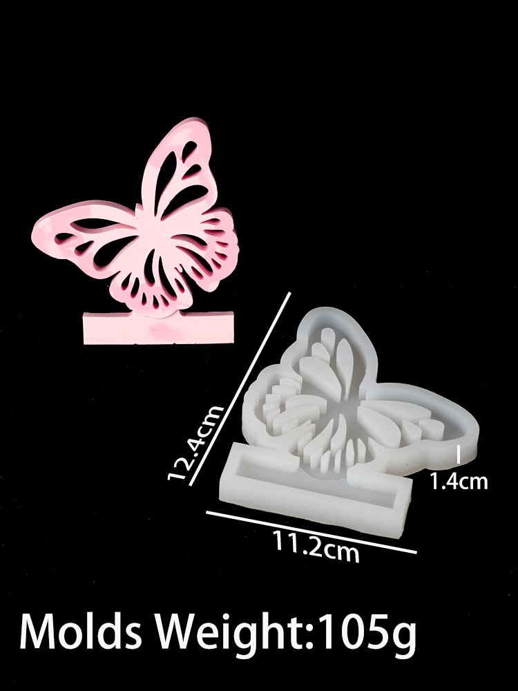 Candelabro de mariposa, molde de silicona de cemento, portavelas artesanal, adorno, molde de yeso, soporte para velas, moldes de resina artesanales, decoración del hogar: Verde claro