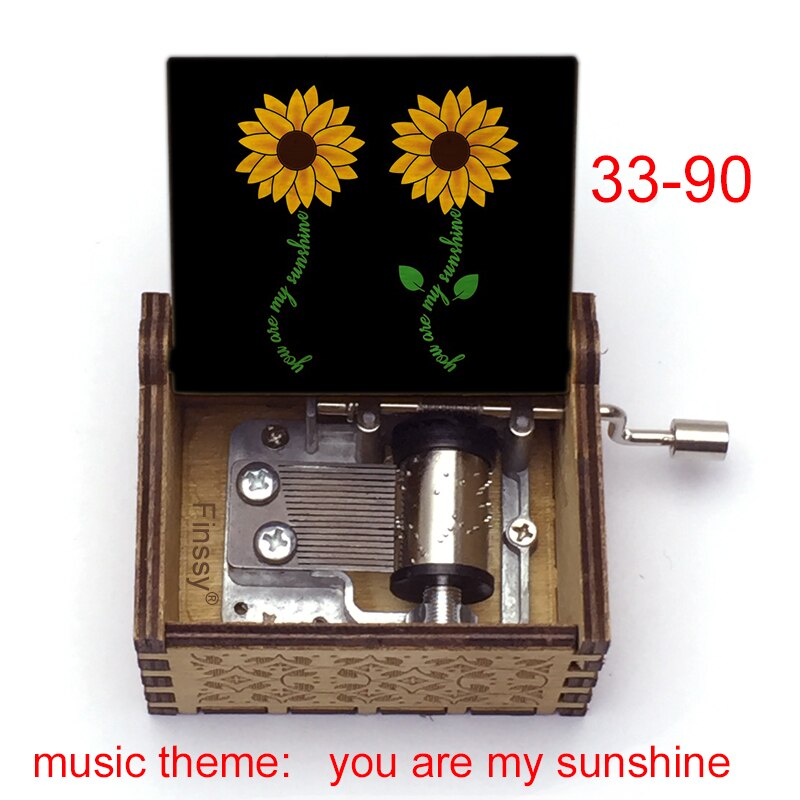 Wooden Music Box music theme You are My Sunshine Birthday Christmas year greeting inspiring: Beige