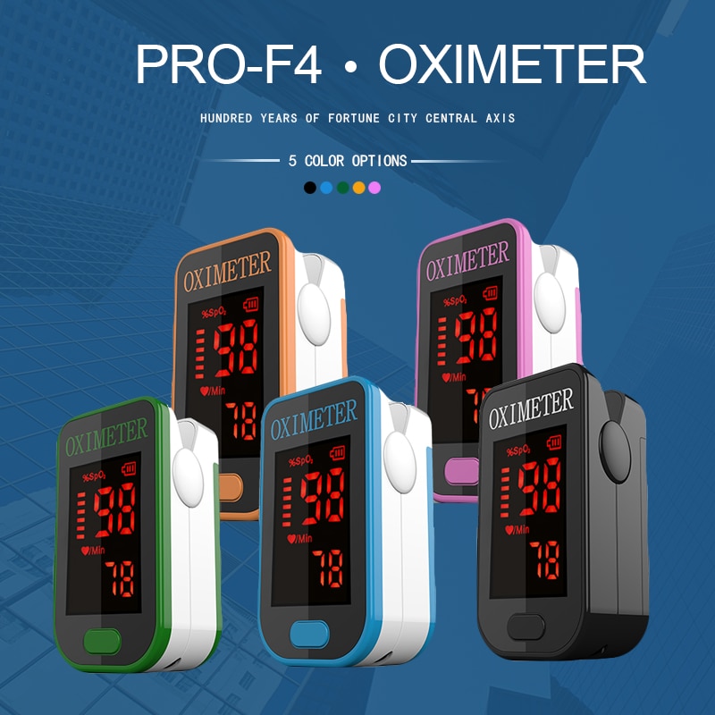 Oxymètre de pouls de doigt de ménage de PRO-F4, battement de coeur à la couleur de SPO2-multiple d'oxygène de sang de fréquence cardiaque de moniteur de Saturation de 1 Min