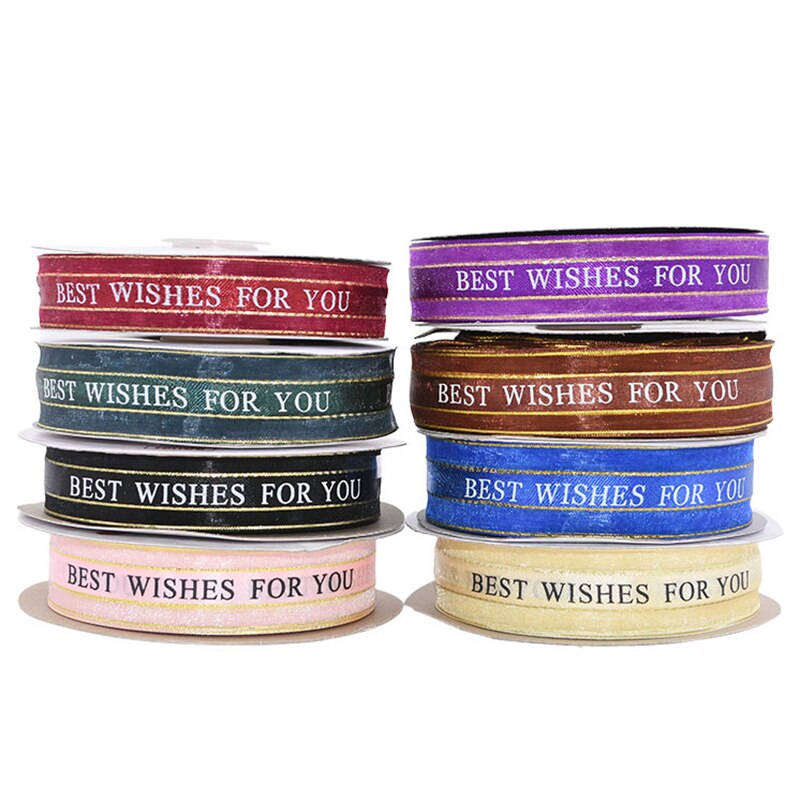 25mm 5m beste wensen voor jou organza lint voor bruiloft kerstfeest decoraties diy strik knutsel linten kaart inpakken