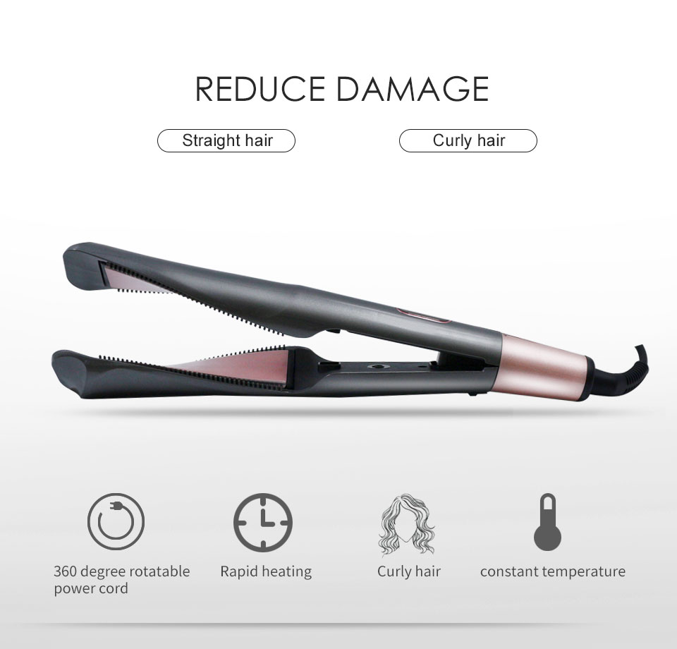 2 in 1 Twist Straightening Curling Iron Hair Straightner and Curler in One Dual Voltage Flat Irons