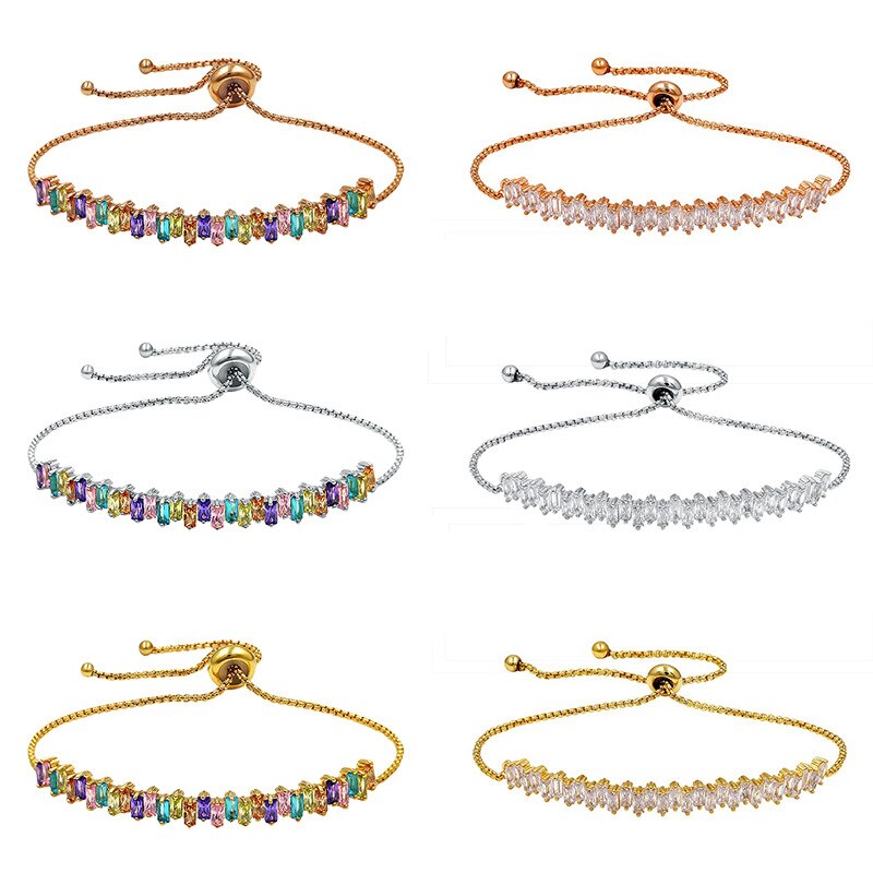 WEIMANJINGDIAN Brand Sparkling Onregelmatige Vierkante Zirconia CZ Zirkoon Crystal Verstelbare Armbanden voor Vrouwen in Diverse