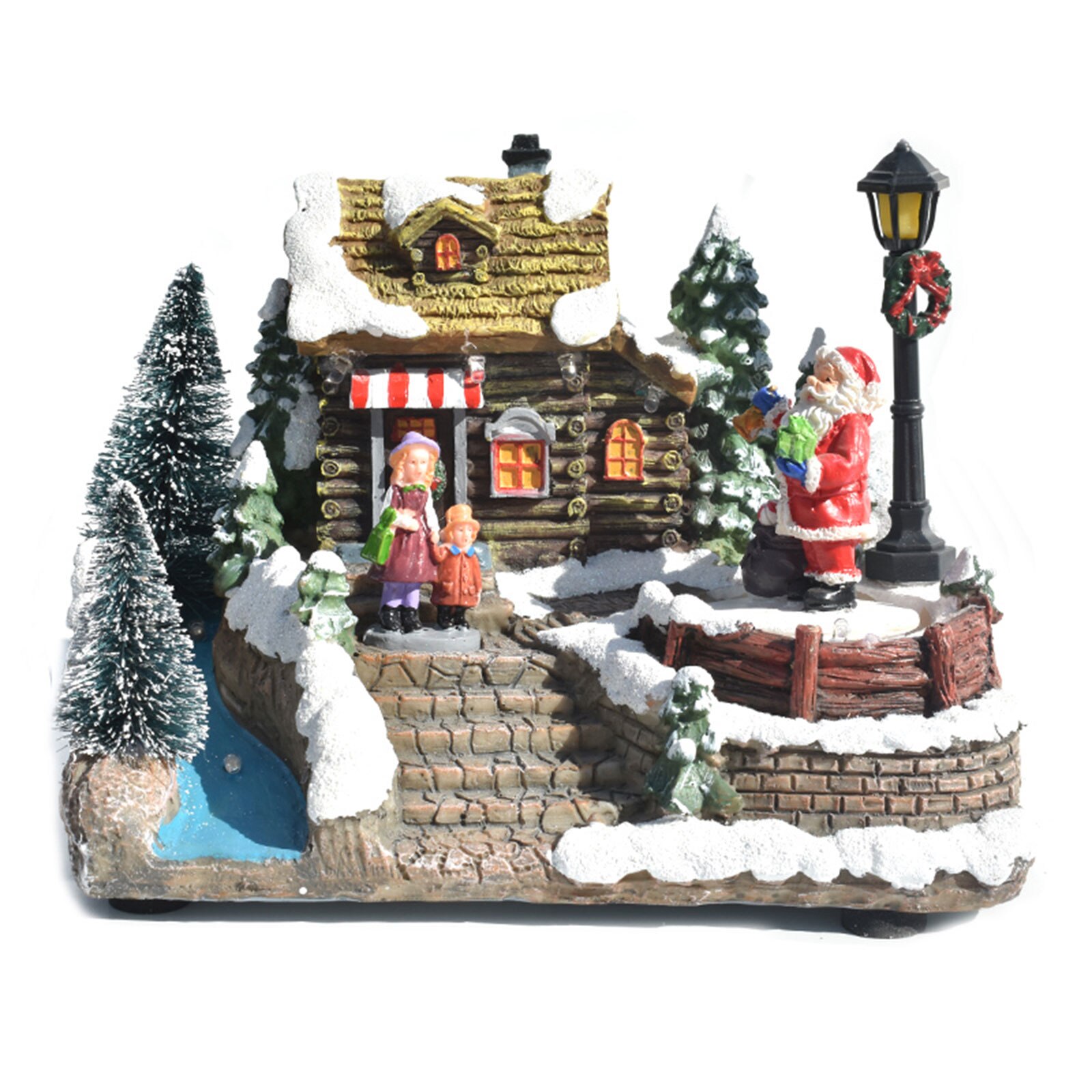 Faroot Christmas House Decorations Luminous LED Light Small Ornament Spinning Train Santa Music Box: C
