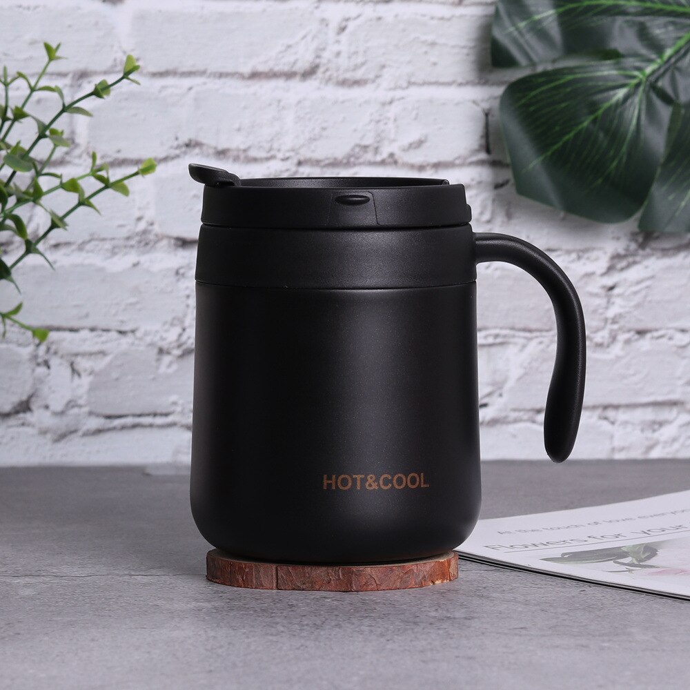 Simple office household thermos cup men and women lovely handle breakfast tea coffee stainless steel water cup