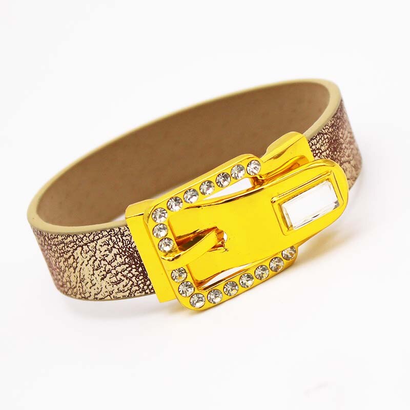 Lederen Armband Voor Vrouwen Mode Strass Magnetische Gesp Goud Charme Brede Versie Of Multilayer Vrouwen Sieraden: 1