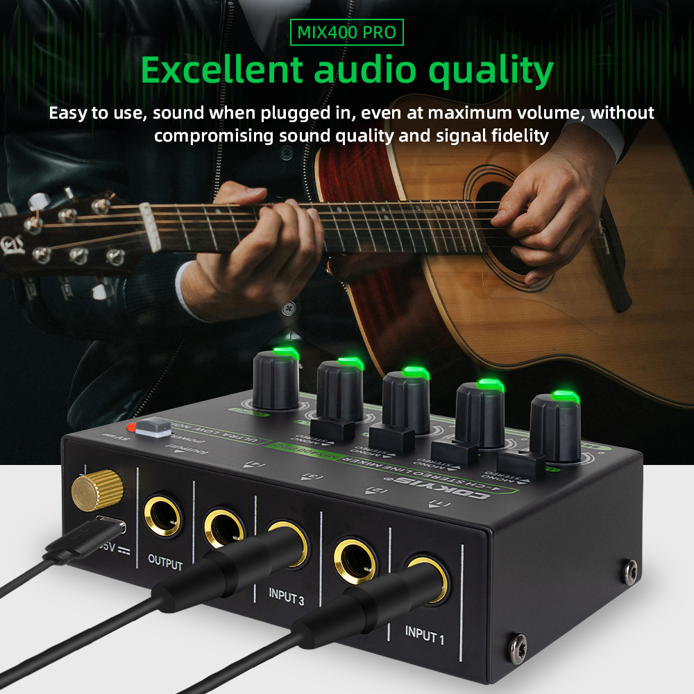 Mixer audio professionale a 4 canali con luce RGB Mini mixer audio Mixer di linea Piccolo mixer audio per Club BarMix400 Pro