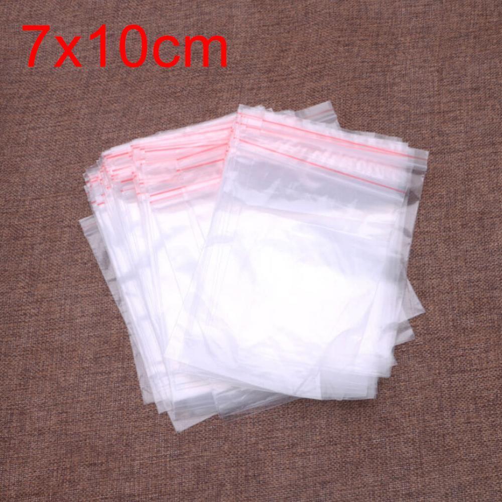 100pcs Clear Resealable Plastic Zip lock Small Home Shop Accessories Thick Seal Bag: 7x10cm