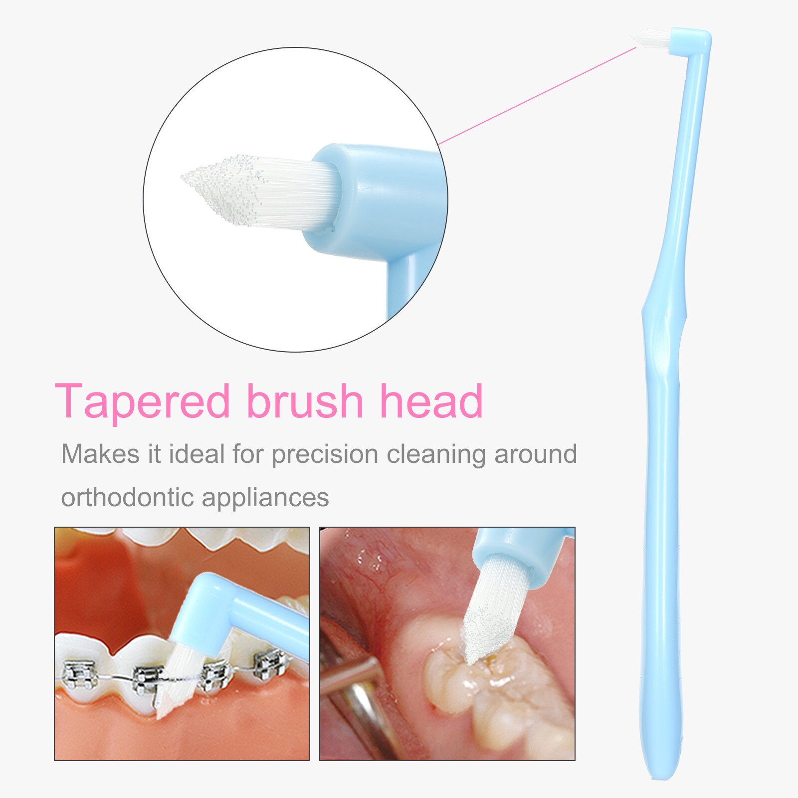 1pcs Toothbrush End-Tuft Tapered Brush Soft Bristle Braces Cleaning Toothbrush Floss Oral Tooth Care