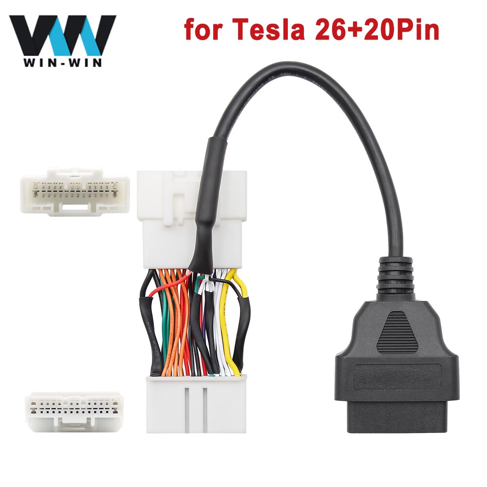 OBD2 Voor Tesla 26 20 Pin Man Vrouw Naar 16Pin Connector Voor Tesla Model 3 Model Y Obd 2 Obdii diagnostic Tool Kabel Auto Adapter