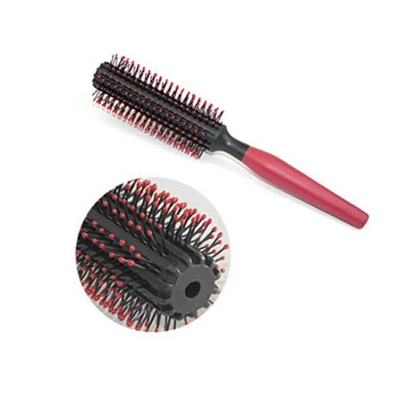1pcs anti-static cylindrical bristle curly hair styling round comb, nylon teeth massage roller comb