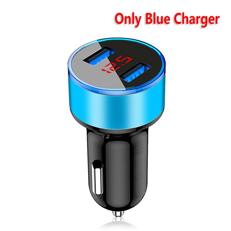 Car USB Charger Dual USB 3.1A Fast Charge Bank For Xiaomi 11 Note 10 9 T A2 A3 Lite Samsung S21 S20 FE Ultra S10 Mobile Phones: Only Blue Charger