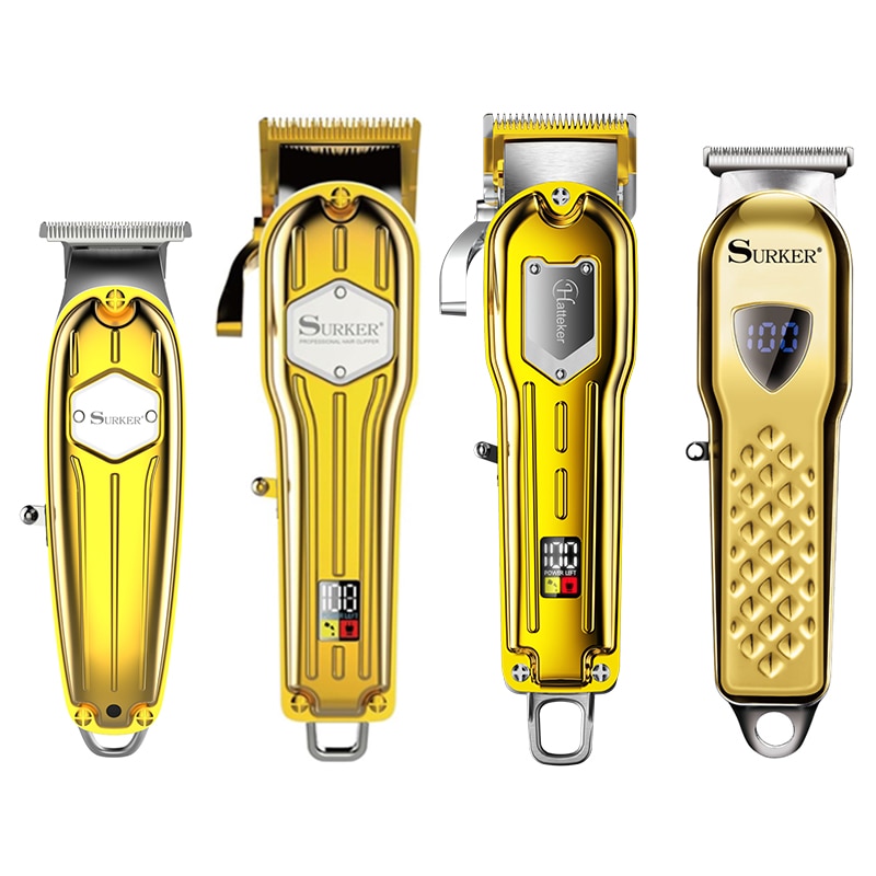 Surker All Metal Hair Clippers Men Cordless Hair Trimmer Maquina Cortar Pelo Haircut LCD Display Hairdresser