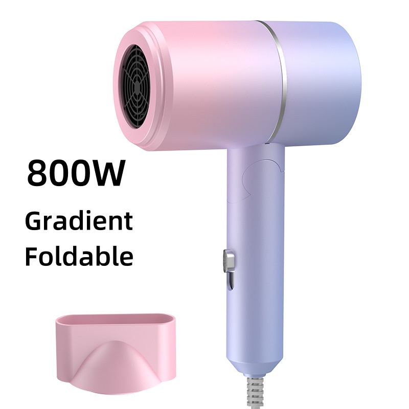 Mini secador de pelo de luz azul de alta velocidad para viajes/hogar/dormitorio con alta energía eólica y enchufe plegable de EE. UU., UE, fabricante de fuentes: Caqui oscuro