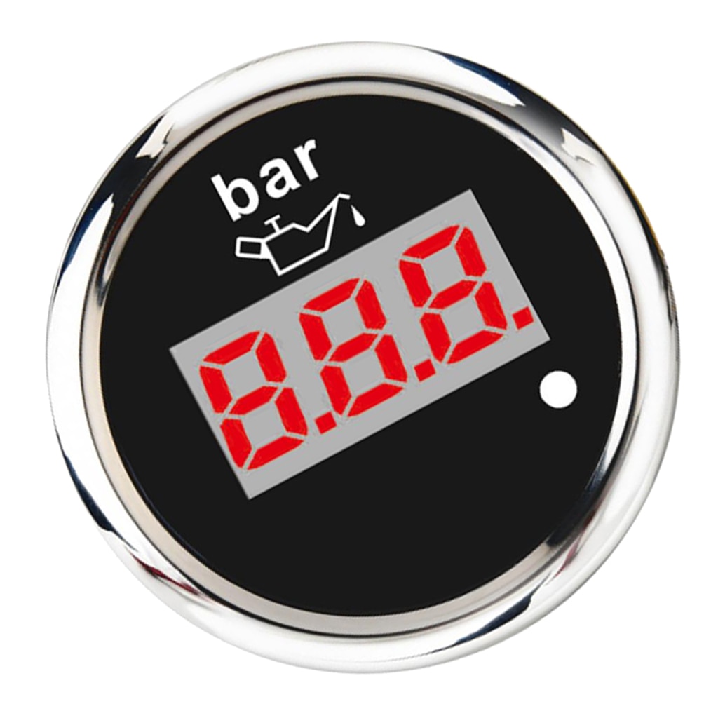 Electronic Universal Oil Pressure Press Gauge Meter 2inches 52mm 0BAR-10BAR for Car Vehicle Auto - Black