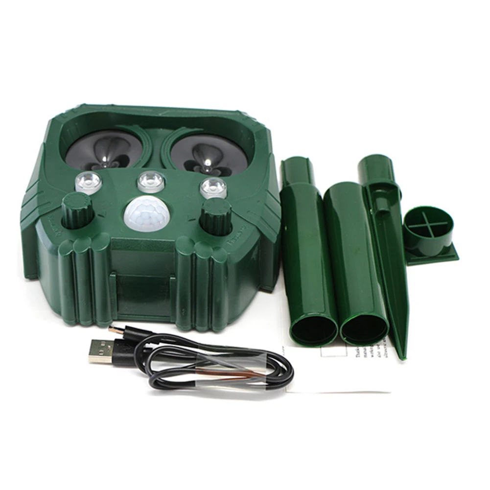 Répulsif Solaire Rechargeable à Massage Ultrasonique, Lumière LED, Alarme pour Verger, Serre, Jardin bobines al
