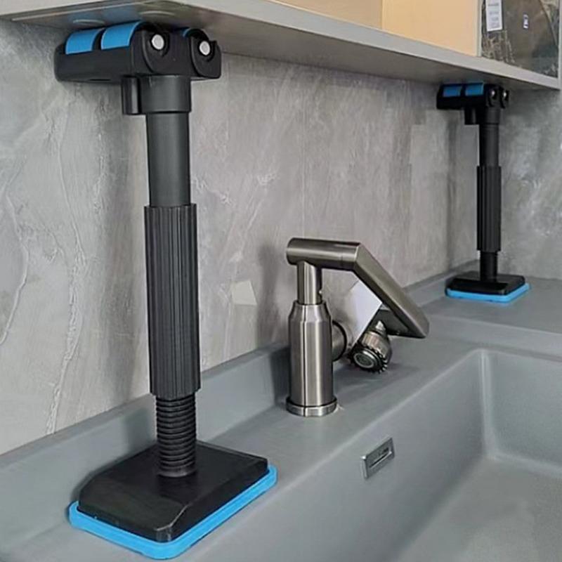 Badeværelsesskabsdør monteringsstøtte 19-44cm højdejusterbar remskive skabsstøttestang træbearbejdningsmonteringsstøtte