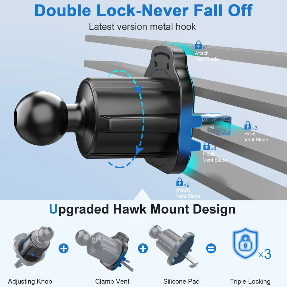 iBudim Uchwyt samochodowy na telefon Akcesoria 17 mm Głowica kulowa Samochodowy klips wentylacyjny do uchwytu na telefon Obsługa GPS Samochodowy wylot powietrza Uchwyt na telefon komórkowy