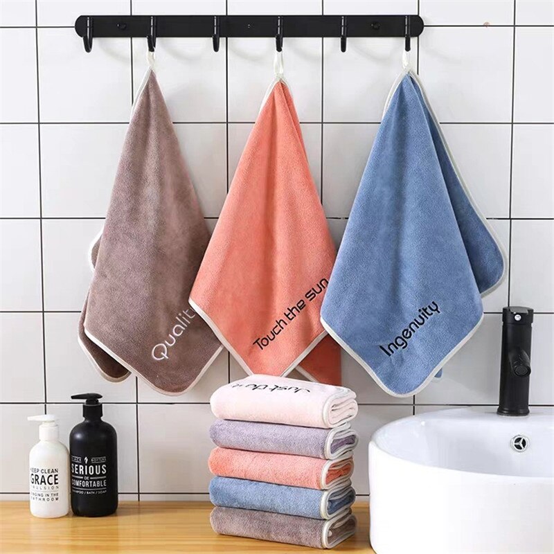 35*75cm Embroidery letter Towel Ultrafine Plain Fibe Face Towel Sport Bath hand Towel Bathroom For Home Hotel Cleaning Hand