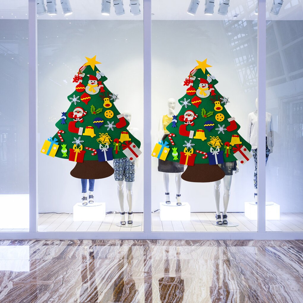 Felt Christmas Tree DIY Wall Hanging Detachable Xmas Ornaments for Toddle Kids Home Decorations Christmas year decorations