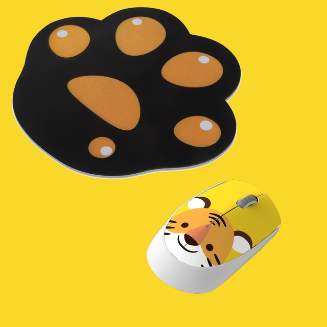 Cute Wireless Mouse 2.4G Pink USB Mini Rechargeable Cartoon Mause Optical Ergonomic Silent Mice with Cat Mousepadfor PC Laptop: Tiger Suit