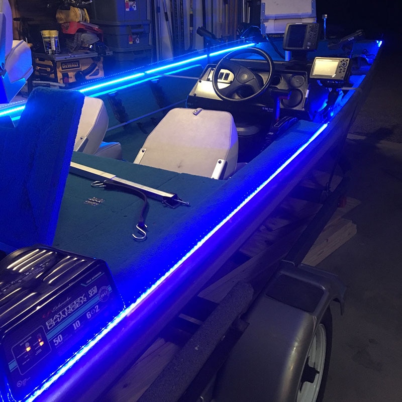 1x 16.4 Ft Marine Boot Blauw Warm Wit Wit IP68 Waterdichte Led Strip Verlichting 60LED/M Wit Pcb