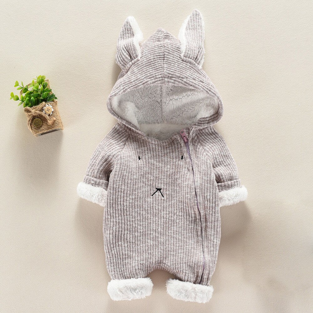 Newborn Infant Baby Boy Girl Cartoon Hooded 3D Ear Romper Jumpsuit Clothes Spring Autumn Baby Clothes Warm Newborn Infant Romper