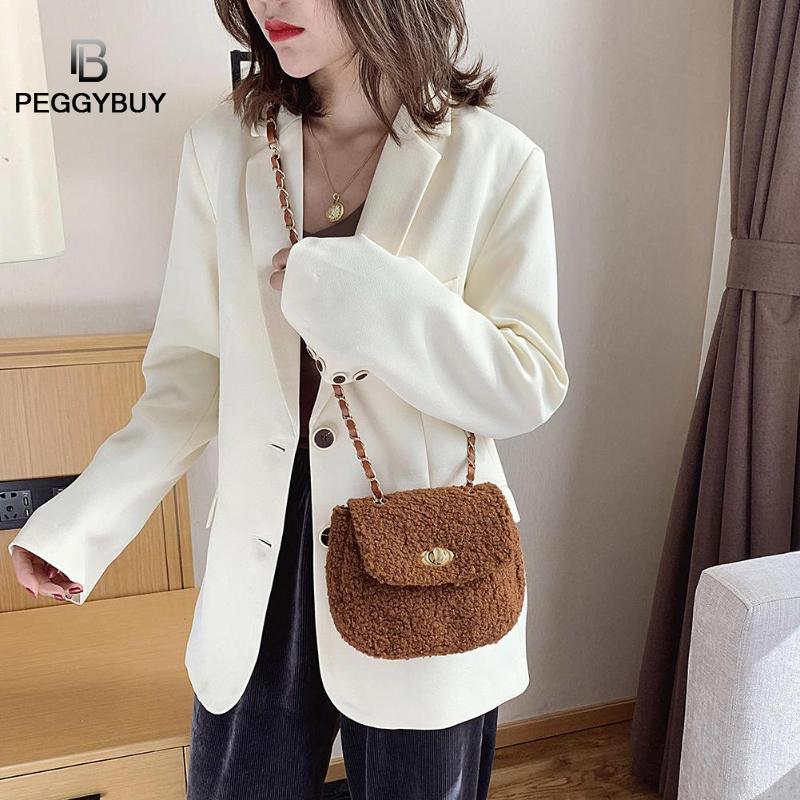 Fleece crossbody handtassen dames effen kleur kleine schoudertassen meisjes kleine schoudertassen portemonnees clutches