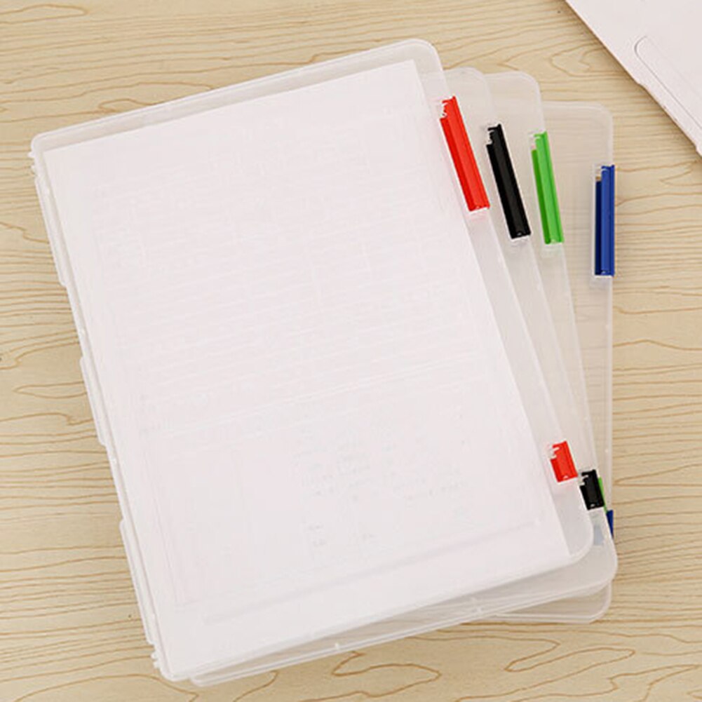 Transparent Storage Box Clear Plastic Document Paper Filling Case A4 File Box School Supplies