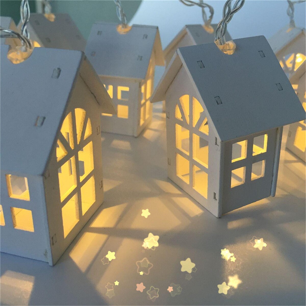 2m 10LEDs Christmas Village House String Light Christmas Tree Decorations Light Simple House Decor Strings For Year