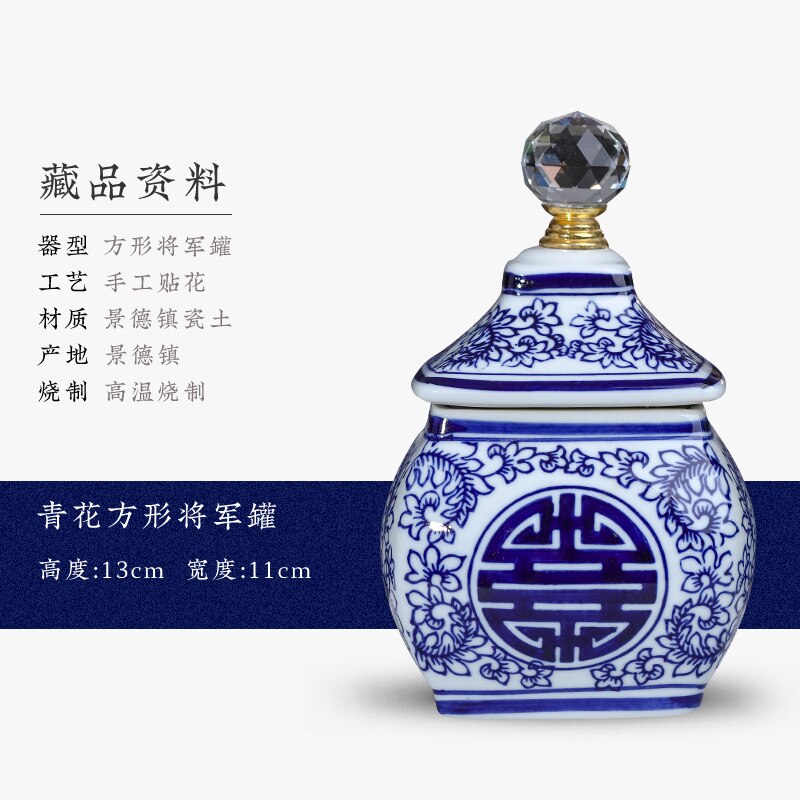 Jingdezhen porselenskrukke blå og hvit keramisk gryte hjemmeinnredning rom veranda lagring gryte te krukke lagring og dekorasjon: C