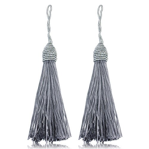 10 st/lot 13 färger 15cm långa siden tofs fransar hängen kinesiska knut tofsar för gör-det-själv smycken halsband tillverkningsmaterial  f4000: Grå tofsar