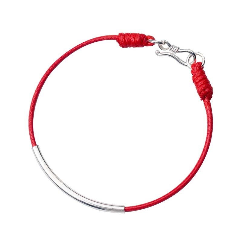 AIFENAO-pulsera de plata de ley 925 auténtica para hombre y mujer, brazalete de hilo rojo de la suerte para hombre y mujer, cadena de cuerda negra, joyería de , para niña