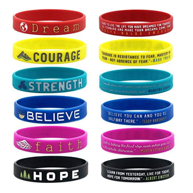 Motivatie Siliconen Rubber Polsbandjes Inspirational Armband Droom Moed Sterkte Geloven Geloof Hoop Bangle