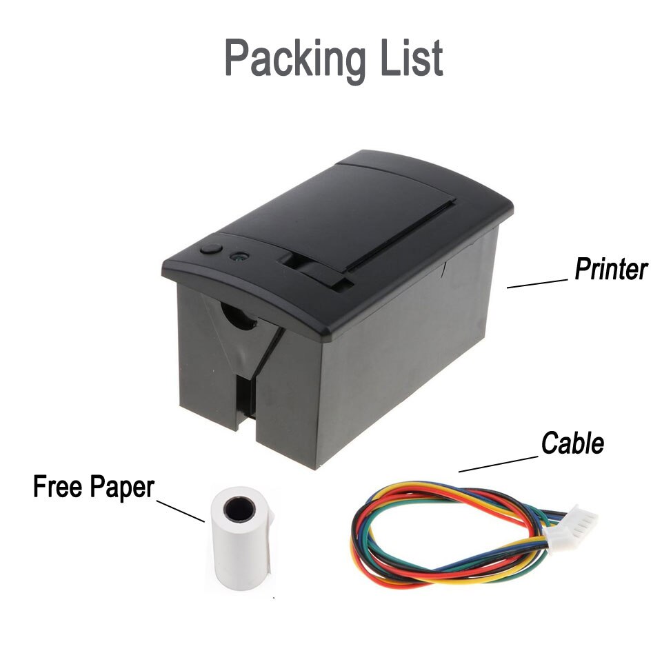 Mini 58mm Panel Embedded Thermal Printer with Interface RS232 TTL Use for Receipt Ticket ESC POS Arduino Android 5v-9v QR701