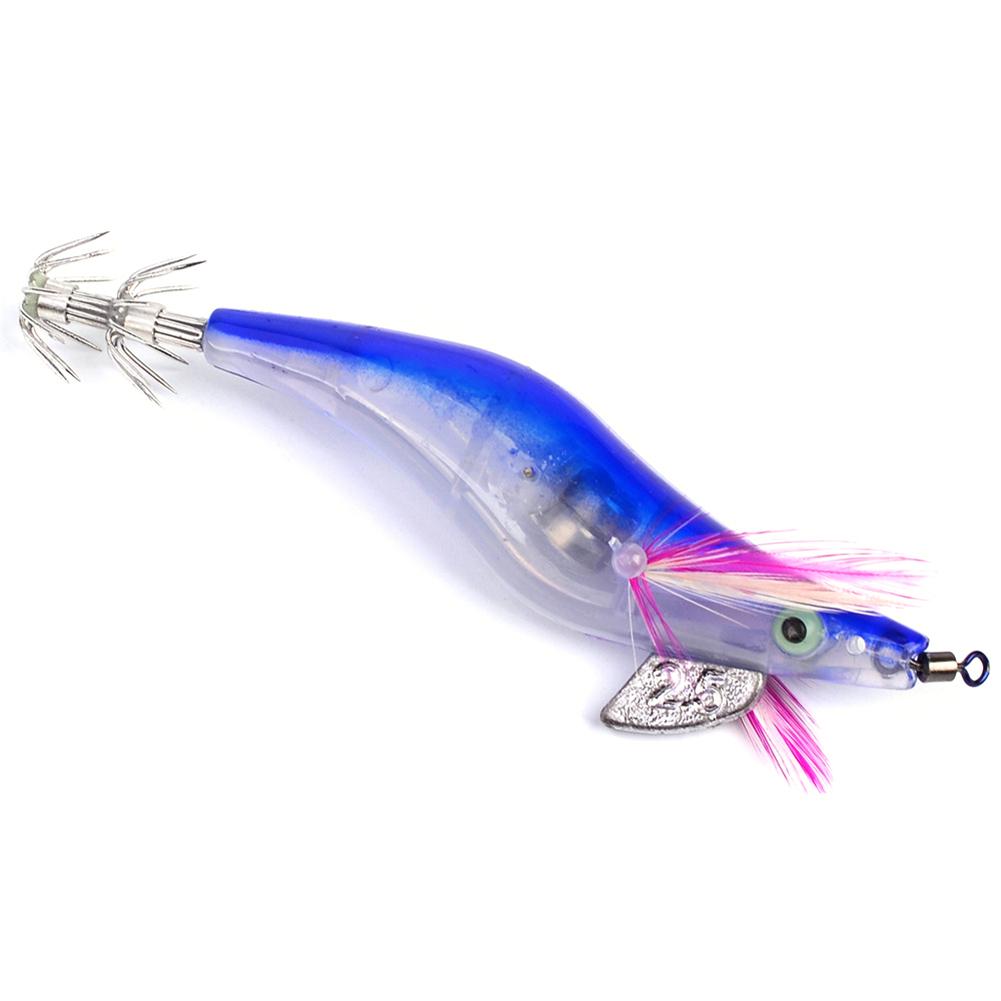 Flashing LED Fishing Lure Flash Light 10cm Minnow Luminous Squid Jig Shrimp Bait Night Fishing Lure Random Color 1PC