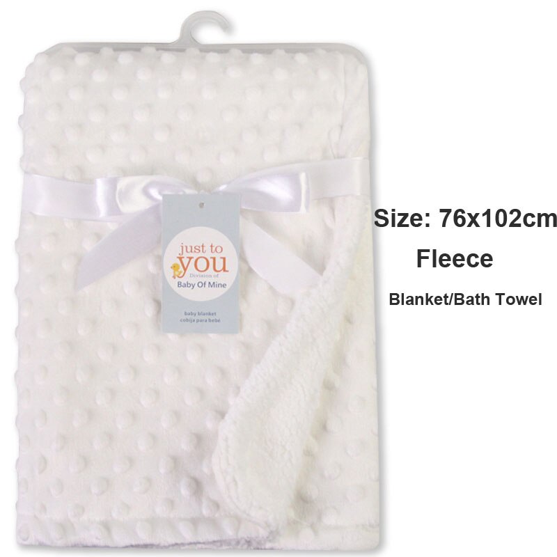 76 x 102cm punkt fleece babyark tæppe nyfødt baby swaddle wrap bebe kuvert wrap nyfødt baby sengetæppe tæppe: Hvid