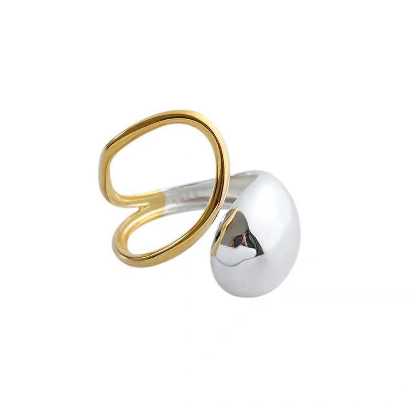 AOMU 1PC Color geométrico Irregular retorcido anillos abiertos para las mujeres joyería ajustable