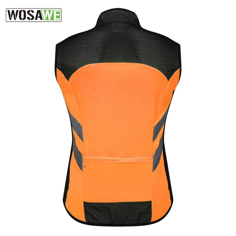Wosawe Mountainbiken Windjack Vest Reflecterende Waterdichte Huid Korte Mouw Top Licht Mtb Reflecterende Vest