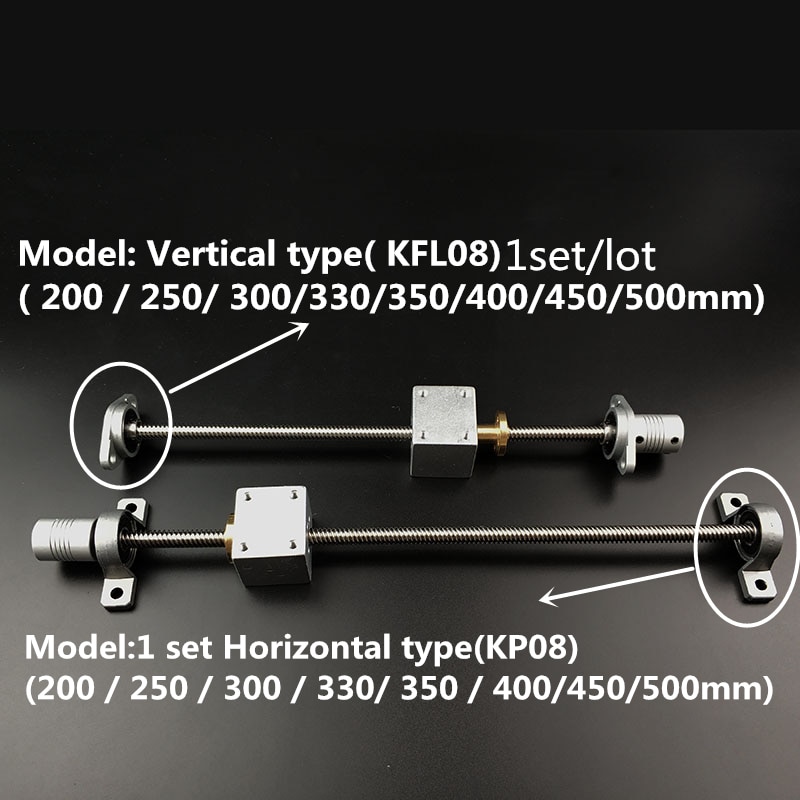 Kande Bearings 1 set Horizontal Screw Rod or 1 set Vertical Screw Rod 200mm- 500mm