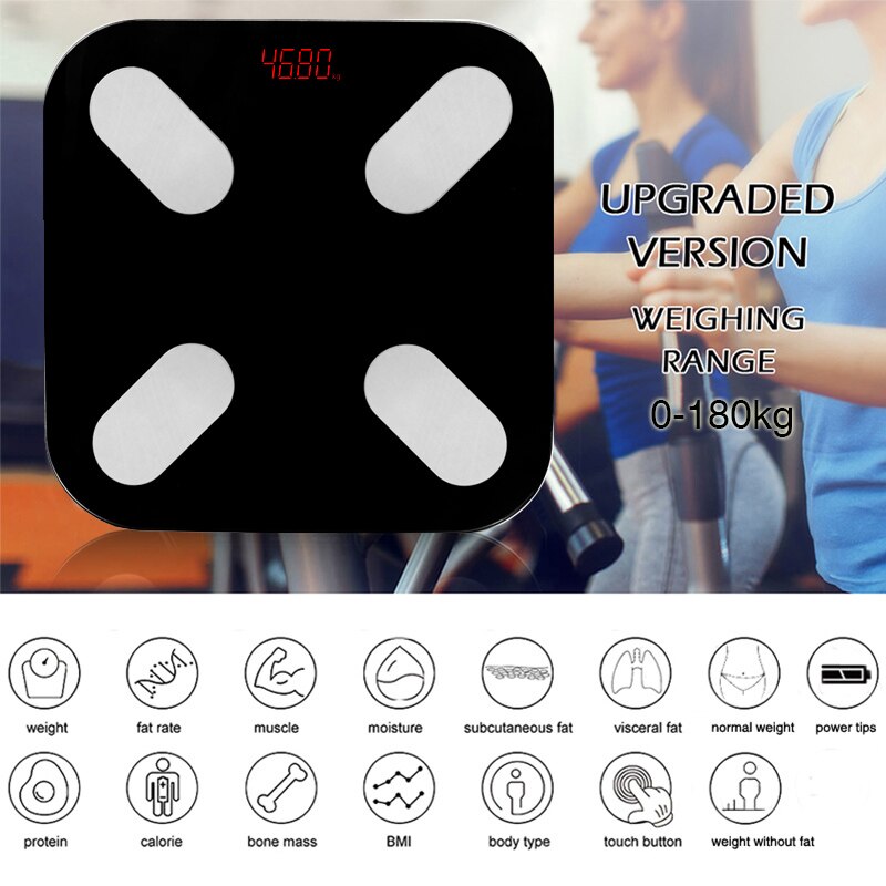 Bluetooth Bathroom Scale BMI Floor Body Scales LED Digital Smart Weight Scale Body Fat Composition Analyzer Scales