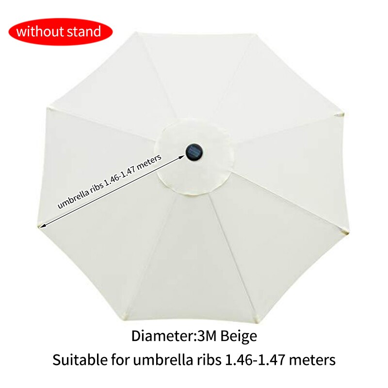 Polyesteri vaihtopäällinen päivänvarjokatoksen aurinkovarjo viileänä patio kotitalouksien sateenvarjo sateenkestävä kangas: 3m beigeä 8- luuta