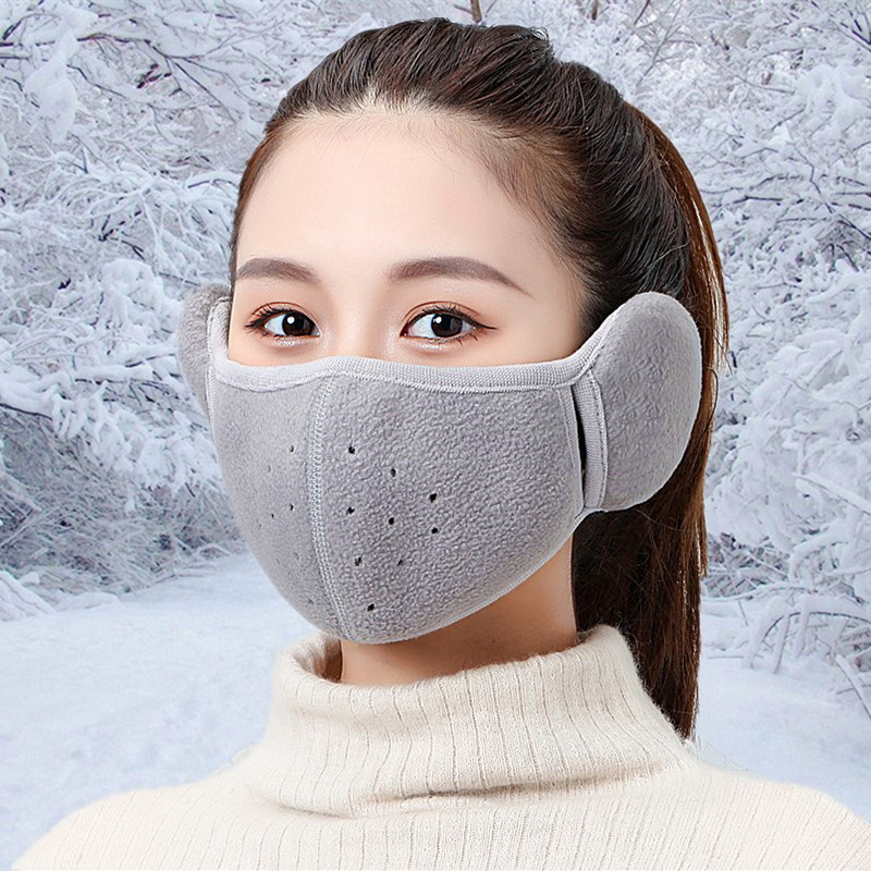 Vinter varm mask öronkåpor unisex andningsbara hål ansiktsskydd halsvärmare utomhus vindtät skidåkning cykling termisk mask öronvärmare