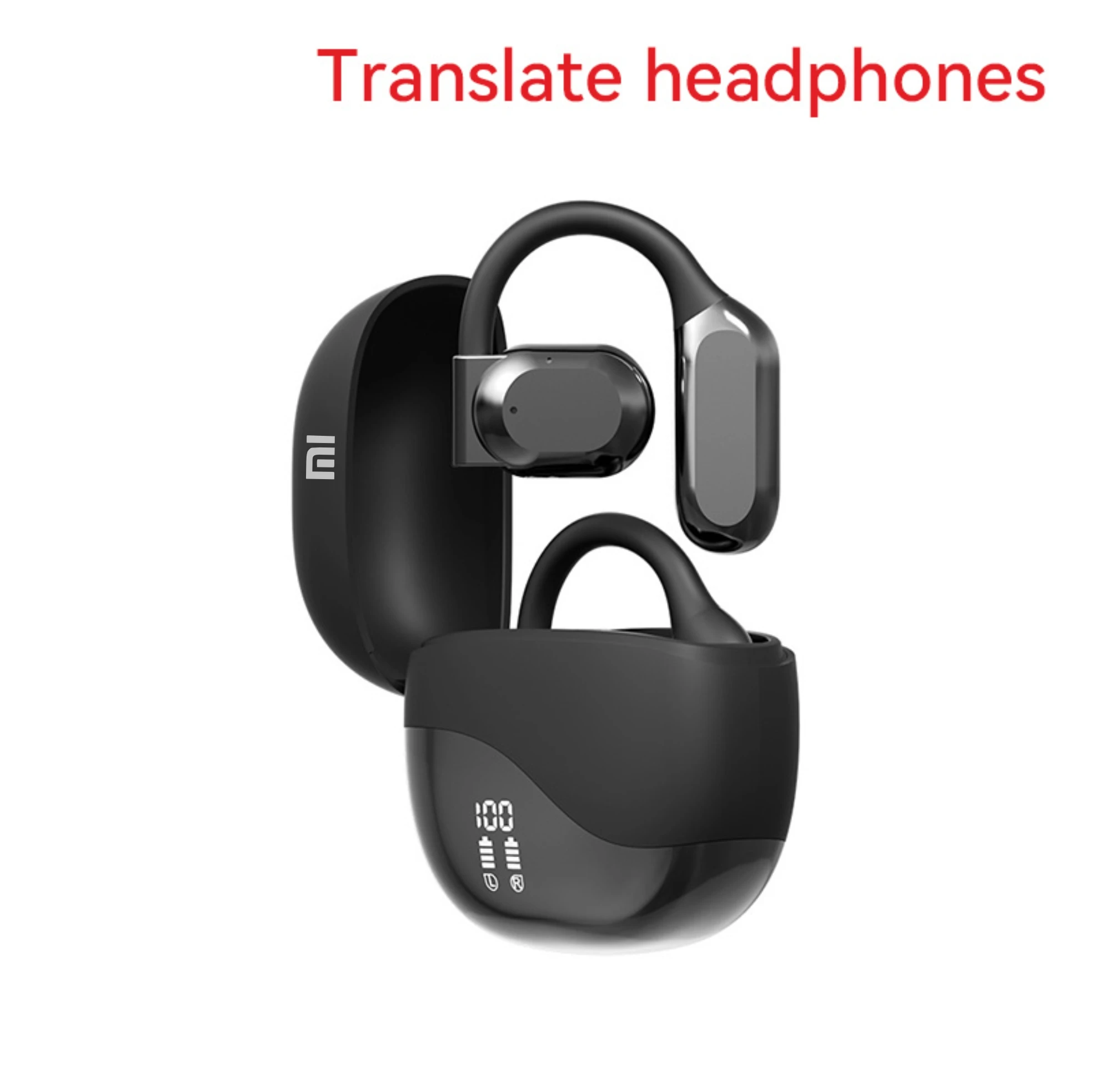 Xiaomi Language Translator Headphones Charging Simultaneous Interpretation Earphone Wireless Open-Ear Headphones for Travelers: black