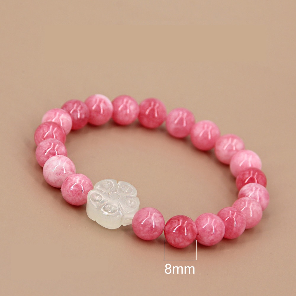 Pulsera de cristal Rosa Natural romántico elástico rojo Yoga joyería pulsera mujer 4, 6, 8, 10, 12mm cuentas única mujer