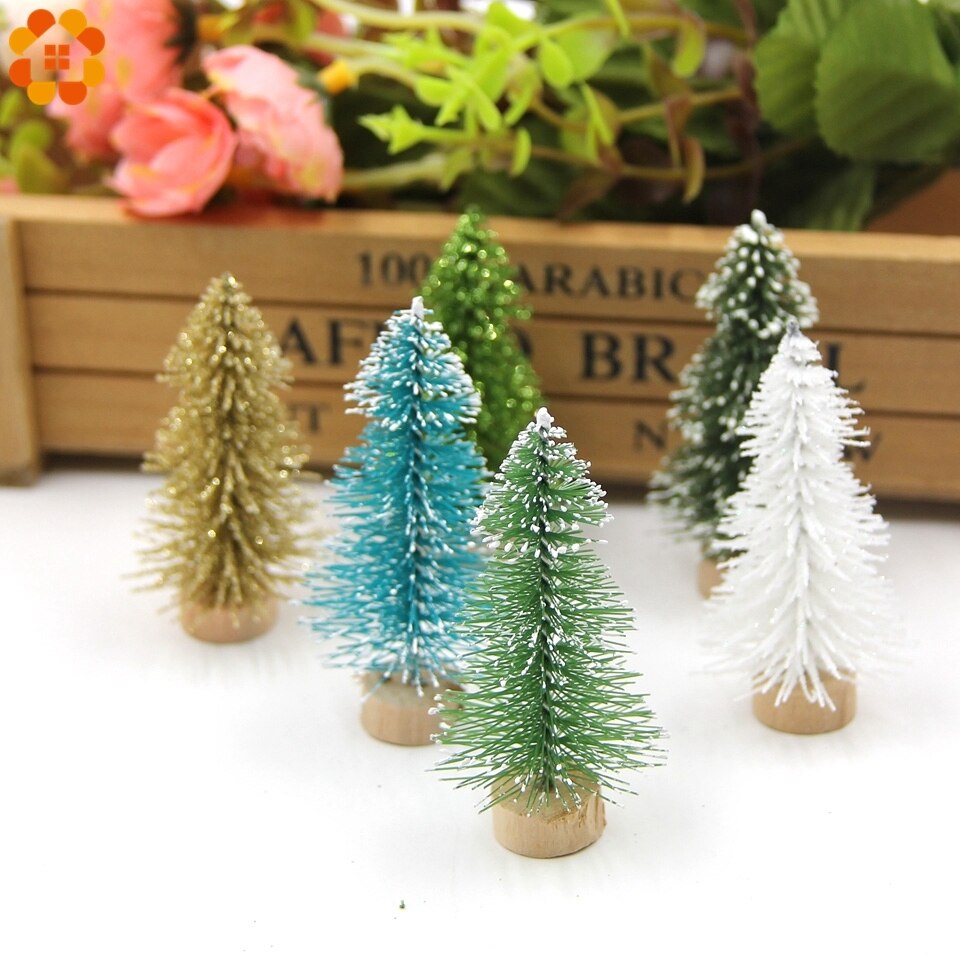 10 stks/partij 6 CM Kerst Bomen Kleine Pine Bomen Mini Bomen Geplaatst In De Desktop Thuis Kerst Decoratie Kinderen levert