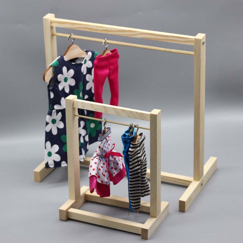 Pop Houten Kledingrek Kledingstuk Organizer Hangers Voor Poppen Handtas Kleding Hoeden Sjaal Houder Pop Accessoires