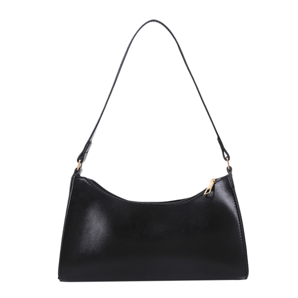 Populaire Simple femme sac quotidien décontracté en cuir PU fronde sac à main sac à main femmes chaîne épaule sac à bandoulière: Black